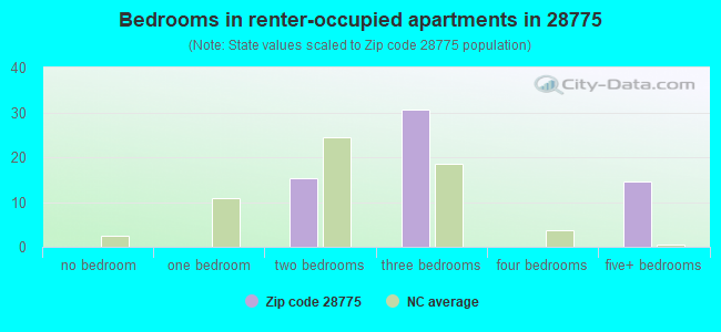 Bedrooms in renter-occupied apartments in 28775 