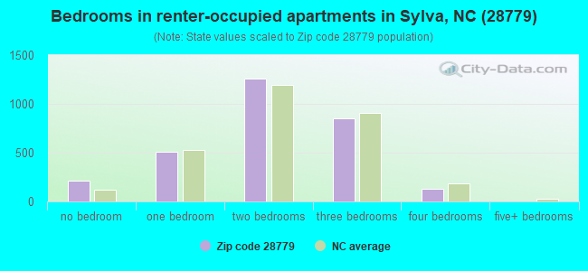 Bedrooms in renter-occupied apartments in Sylva, NC (28779) 
