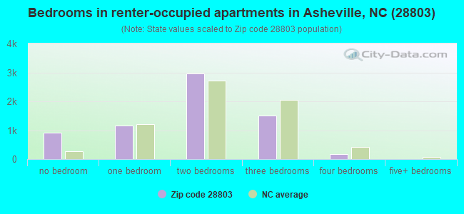 Bedrooms in renter-occupied apartments in Asheville, NC (28803) 