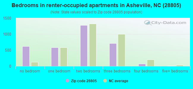 Bedrooms in renter-occupied apartments in Asheville, NC (28805) 