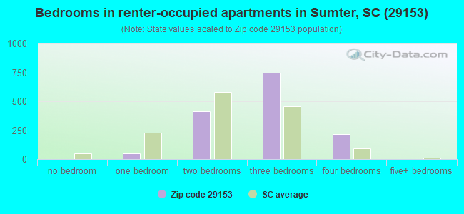 Bedrooms in renter-occupied apartments in Sumter, SC (29153) 
