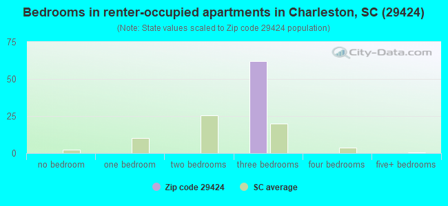 Bedrooms in renter-occupied apartments in Charleston, SC (29424) 