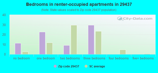 Bedrooms in renter-occupied apartments in 29437 