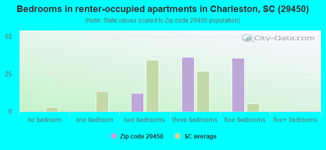 Bedrooms in renter-occupied apartments in Charleston, SC (29450) 