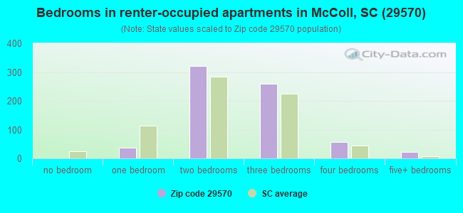 Bedrooms in renter-occupied apartments in McColl, SC (29570) 