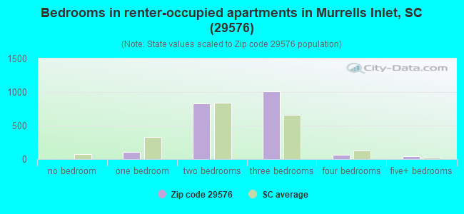 Bedrooms in renter-occupied apartments in Murrells Inlet, SC (29576) 