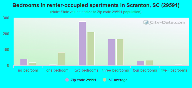 Bedrooms in renter-occupied apartments in Scranton, SC (29591) 