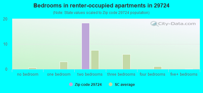 Bedrooms in renter-occupied apartments in 29724 