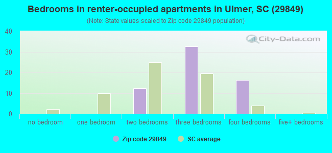 Bedrooms in renter-occupied apartments in Ulmer, SC (29849) 