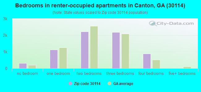 Bedrooms in renter-occupied apartments in Canton, GA (30114) 