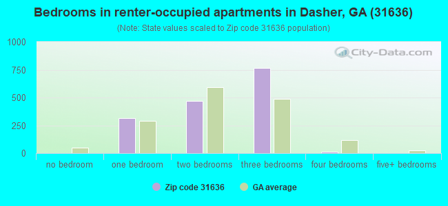 Bedrooms in renter-occupied apartments in Dasher, GA (31636) 