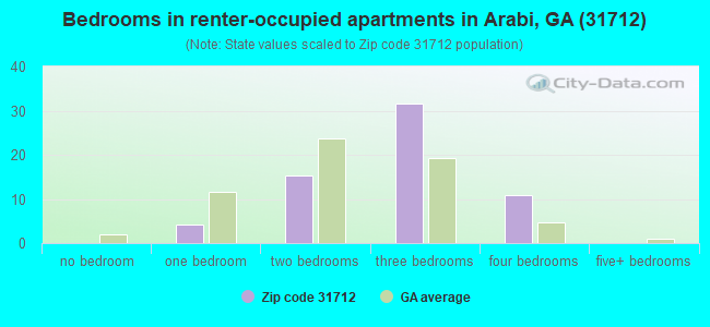Bedrooms in renter-occupied apartments in Arabi, GA (31712) 
