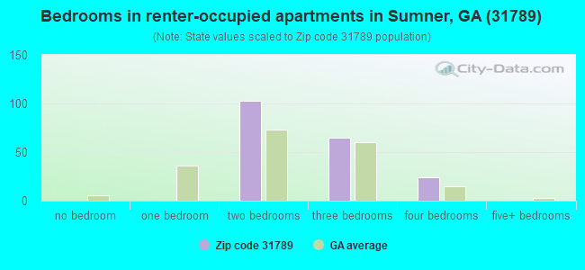 Bedrooms in renter-occupied apartments in Sumner, GA (31789) 
