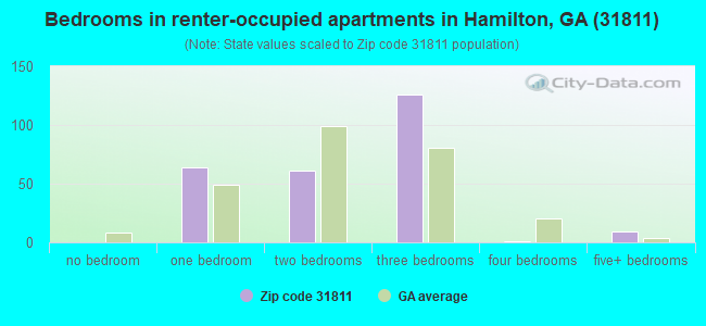 Bedrooms in renter-occupied apartments in Hamilton, GA (31811) 
