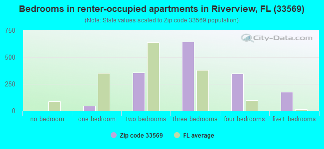 Bedrooms in renter-occupied apartments in Riverview, FL (33569) 