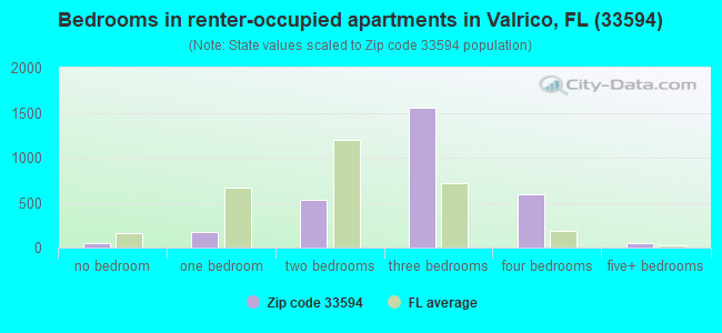 Bedrooms in renter-occupied apartments in Valrico, FL (33594) 