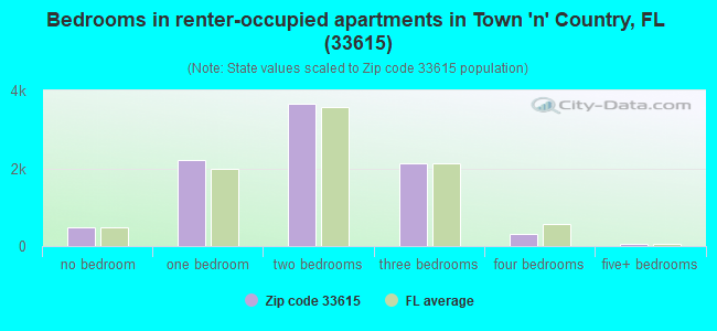 Bedrooms in renter-occupied apartments in Town 'n' Country, FL (33615) 