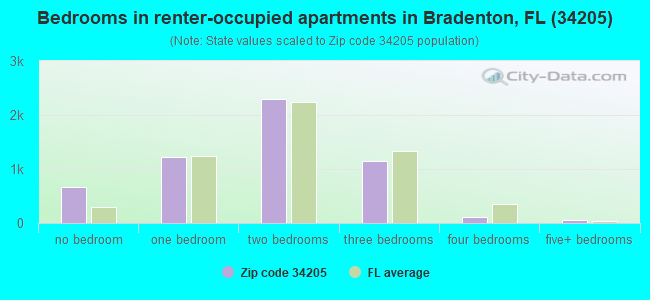 Bedrooms in renter-occupied apartments in Bradenton, FL (34205) 