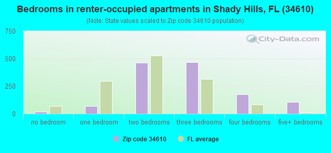 Bedrooms in renter-occupied apartments in Shady Hills, FL (34610) 
