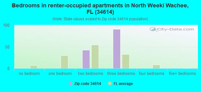 Bedrooms in renter-occupied apartments in North Weeki Wachee, FL (34614) 