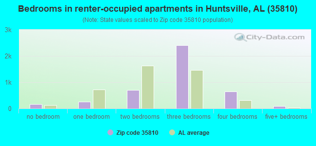 Bedrooms in renter-occupied apartments in Huntsville, AL (35810) 