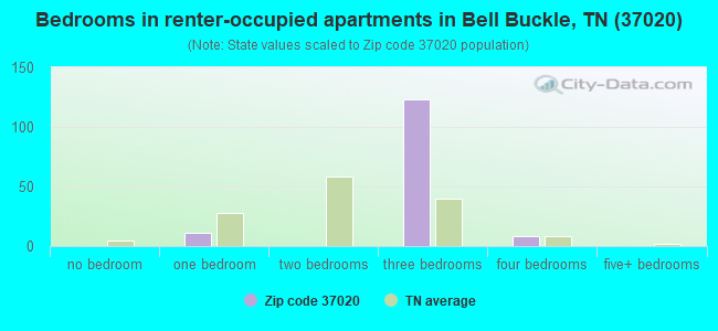 Bedrooms in renter-occupied apartments in Bell Buckle, TN (37020) 