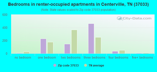 Bedrooms in renter-occupied apartments in Centerville, TN (37033) 