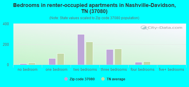 Bedrooms in renter-occupied apartments in Nashville-Davidson, TN (37080) 