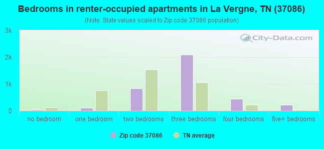 Bedrooms in renter-occupied apartments in La Vergne, TN (37086) 