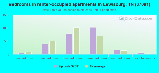 Bedrooms in renter-occupied apartments in Lewisburg, TN (37091) 