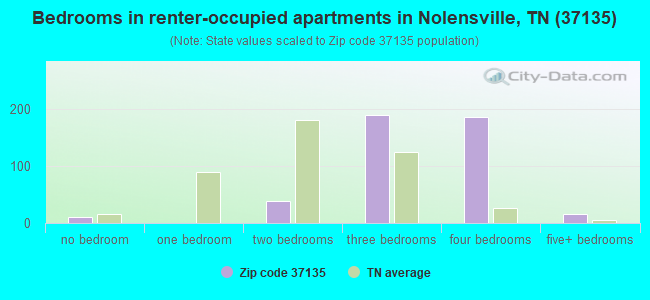 Bedrooms in renter-occupied apartments in Nolensville, TN (37135) 