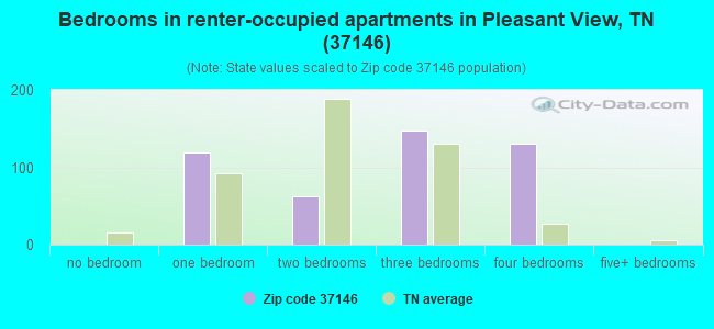 Bedrooms in renter-occupied apartments in Pleasant View, TN (37146) 