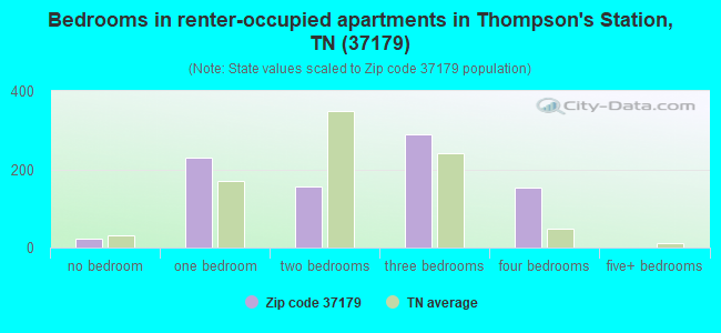 Bedrooms in renter-occupied apartments in Thompson's Station, TN (37179) 