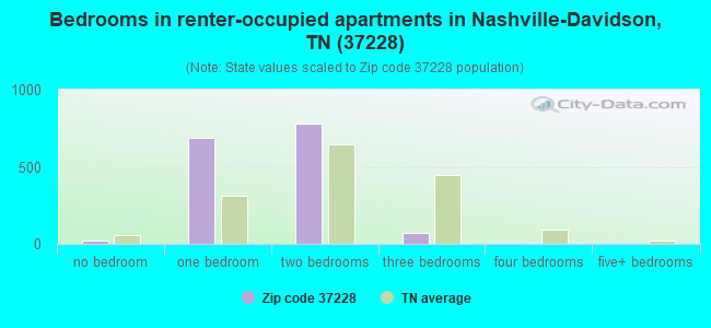Bedrooms in renter-occupied apartments in Nashville-Davidson, TN (37228) 
