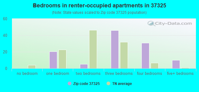 Bedrooms in renter-occupied apartments in 37325 