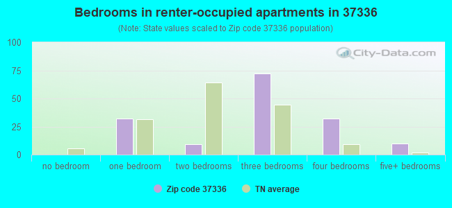 Bedrooms in renter-occupied apartments in 37336 