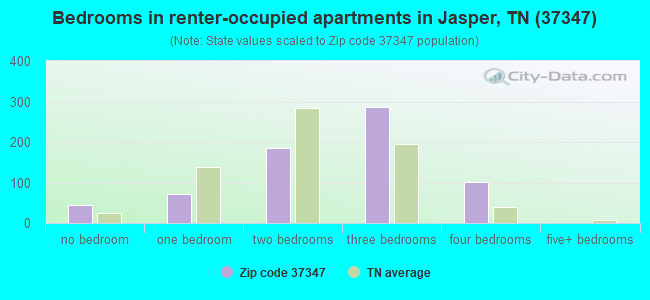 Bedrooms in renter-occupied apartments in Jasper, TN (37347) 