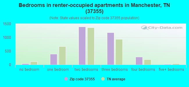 Bedrooms in renter-occupied apartments in Manchester, TN (37355) 