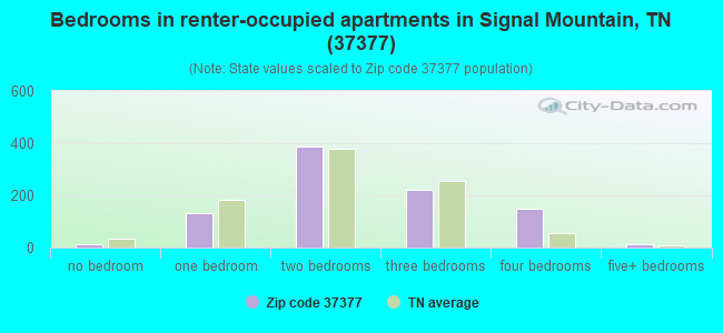 Bedrooms in renter-occupied apartments in Signal Mountain, TN (37377) 