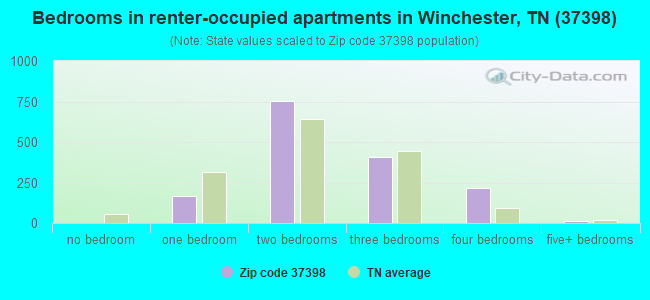 Bedrooms in renter-occupied apartments in Winchester, TN (37398) 