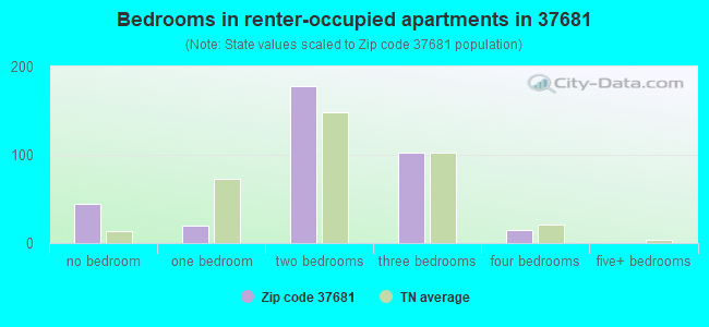 Bedrooms in renter-occupied apartments in 37681 
