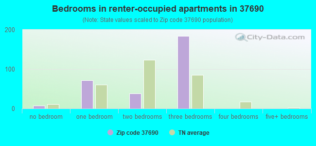 Bedrooms in renter-occupied apartments in 37690 