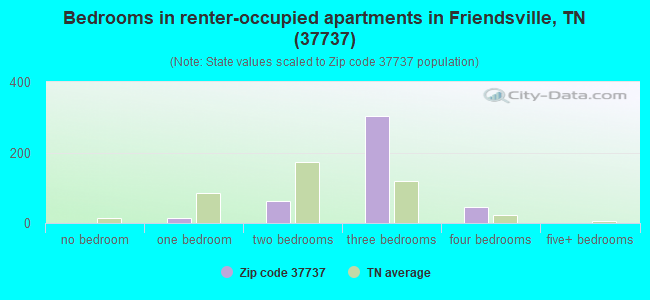 Bedrooms in renter-occupied apartments in Friendsville, TN (37737) 