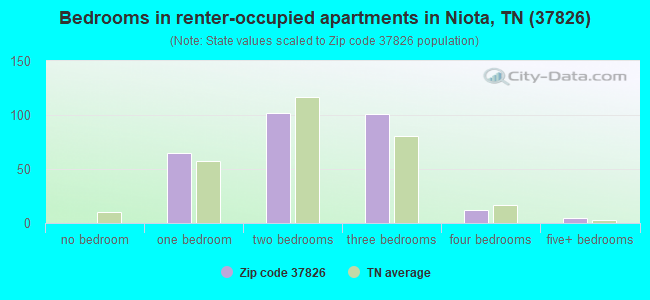 Bedrooms in renter-occupied apartments in Niota, TN (37826) 