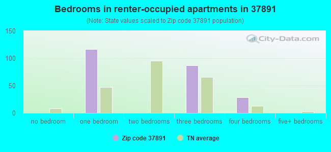 Bedrooms in renter-occupied apartments in 37891 