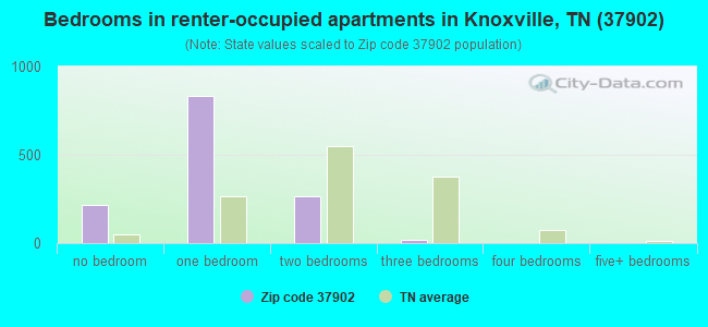 Bedrooms in renter-occupied apartments in Knoxville, TN (37902) 