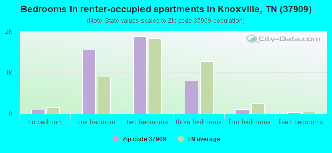 Bedrooms in renter-occupied apartments in Knoxville, TN (37909) 