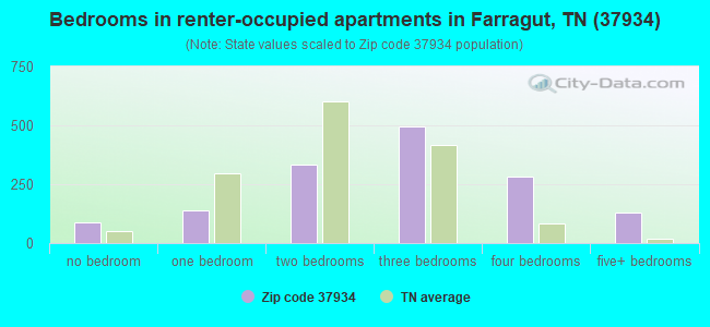 Bedrooms in renter-occupied apartments in Farragut, TN (37934) 