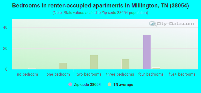 Bedrooms in renter-occupied apartments in Millington, TN (38054) 