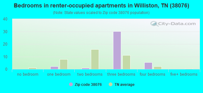 Bedrooms in renter-occupied apartments in Williston, TN (38076) 